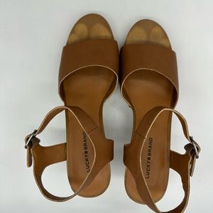 Sandalias plataforma Lucky Brand, cuero marrón talla 10